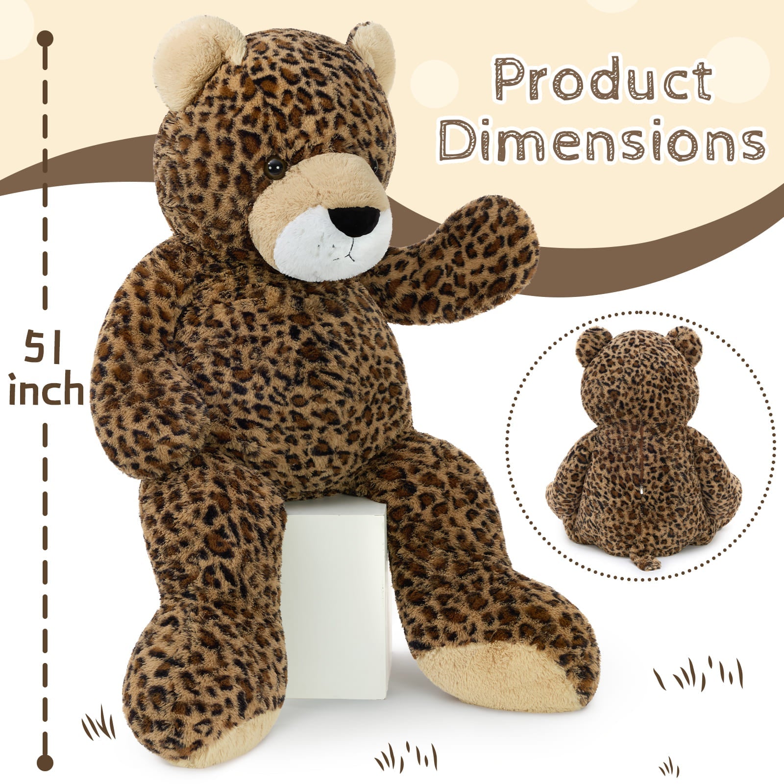 MorisMos Giant Cheetah Stuffed Animal Plush Toy,Large Leopard Cute Jumbo Soft Toys,Huge Big Size Plushy Plushie,Gifts for Kids ( 51 Inches/130 CM )