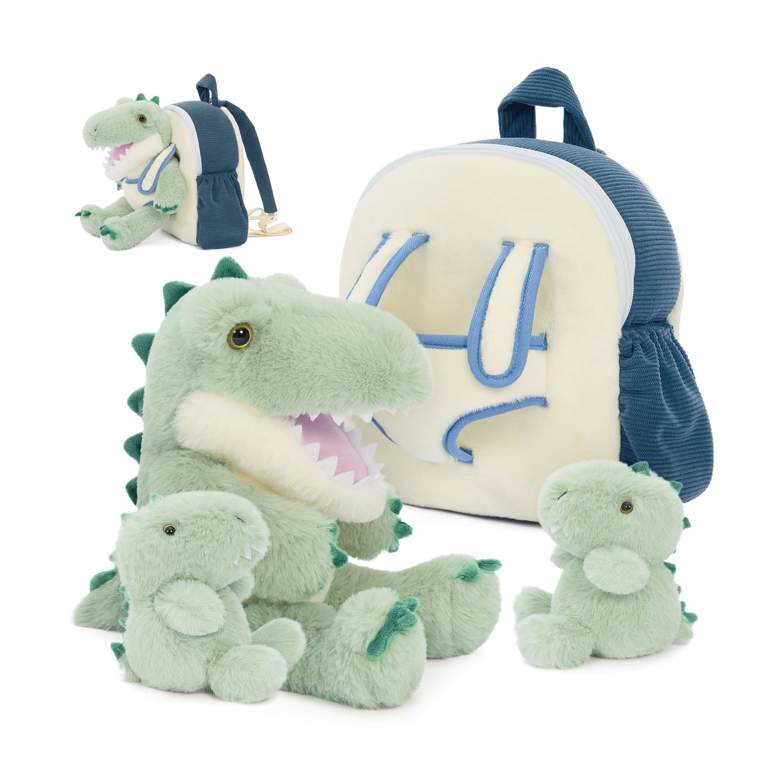 Dinosaur Toddler Backpack Plush Bag with Detachable Toys