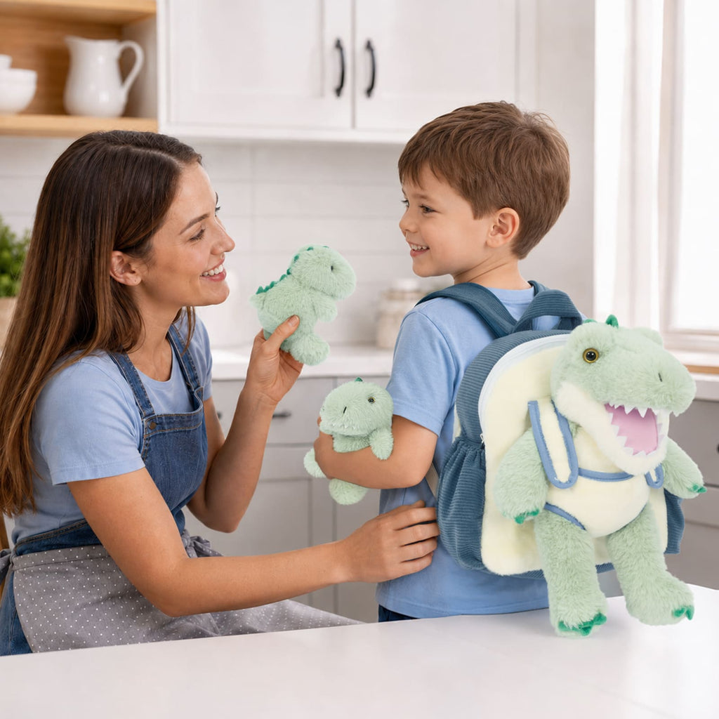 Dinosaur Toddler Backpack Plush Bag with Detachable Toys