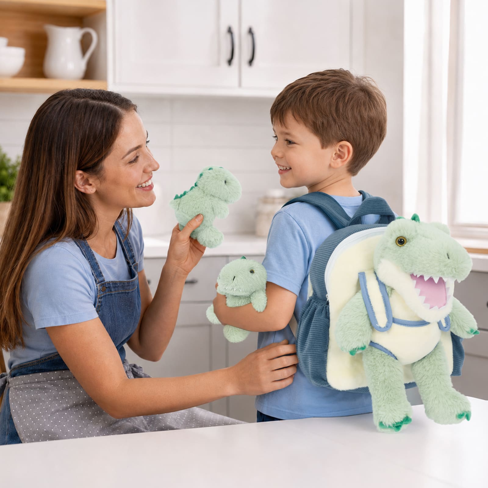 Dinosaur Toddler Backpack Plush Bag with Detachable Toys