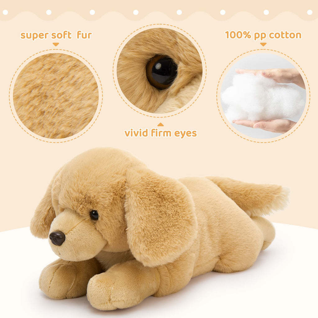 Lifelike Golden Retriever Stuffed Animals - Three Cute Puppy Stuffed Animal Babies with Their Mom - 18 InchesDog Plush Toys - Birthday/Christmas/Baby Shower/Valentine's Day Gift Ideas - Free Shipping