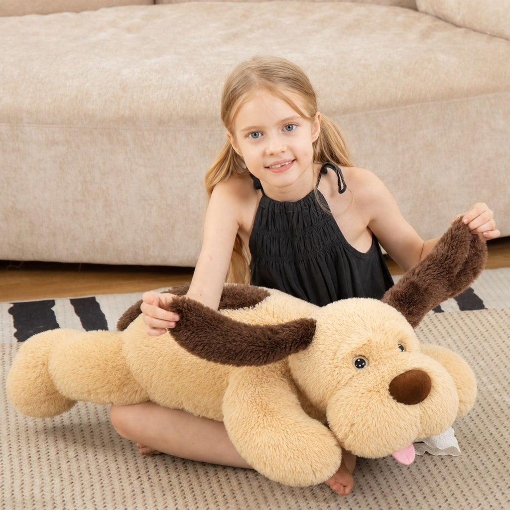 Giant Dog Stuffed Plush Toy, Brown/White/Pink, 31/51 Inches