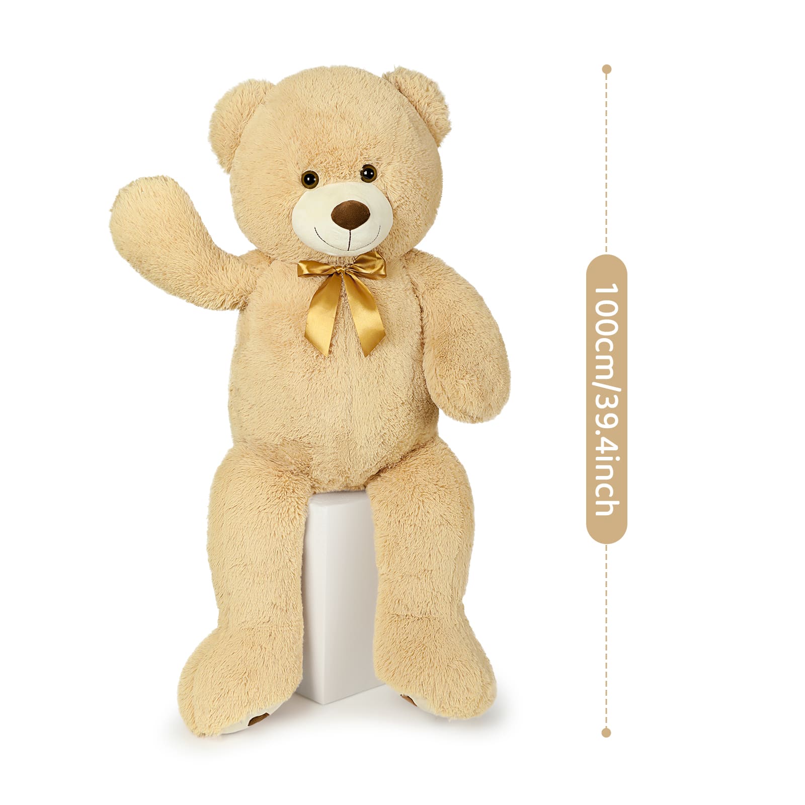 Giant Teddy Bear Plush Toy, Light Brown, 39/51 Inches