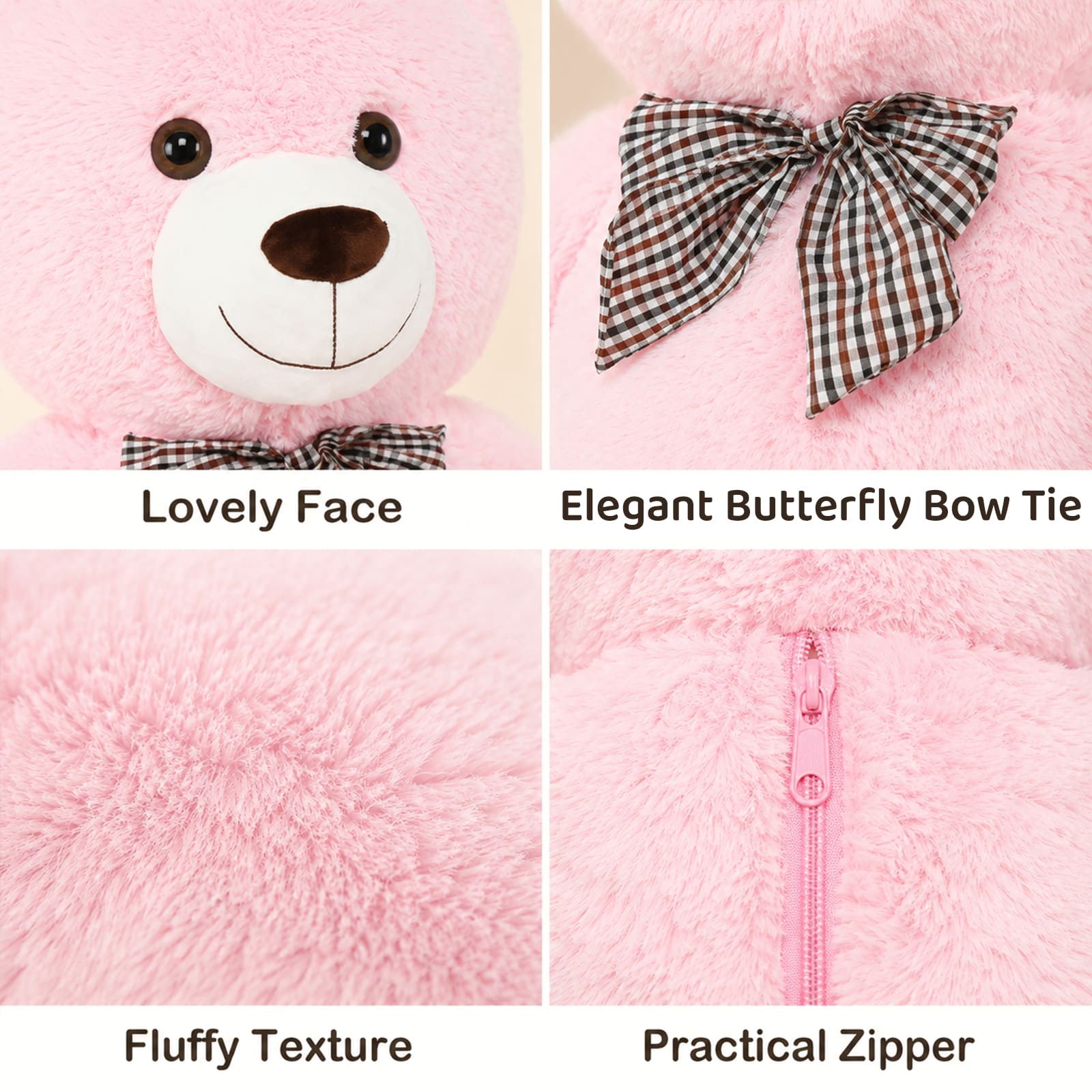 Giant Teddy Bear Stuffed Animal Toy, Pink, 39/47/55/59 Inches