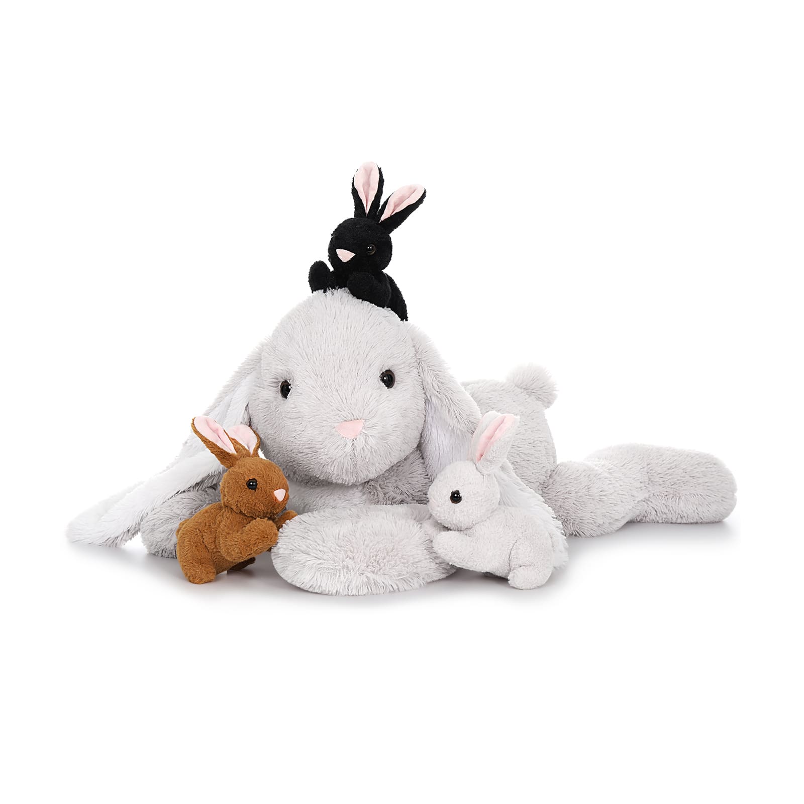 Bunny Stuffed Animal Toy Set, Pink/Grey, 24 Inches