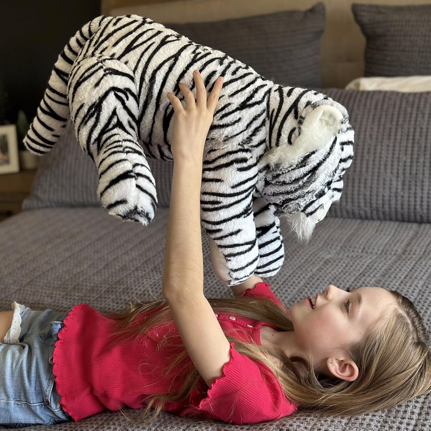 White Tiger Stuffed Animal, 22 Inches - MorisMos Jungle Plush Toys