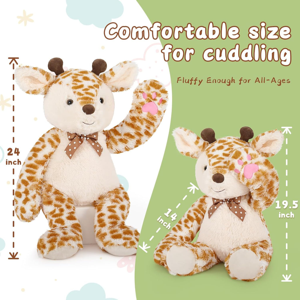Giraffe Plush Toys - Giraffe Stuffed Animals 24 Inches - Jungle/Safari Stuffed Animals - Hide and Seek Play Toys - Cute Cartoon Plush Pillows for Kids - Christmas/Birthday/Baby Shower/Valentine's Day/Thanksgiving Gift For Teens Kids Adults