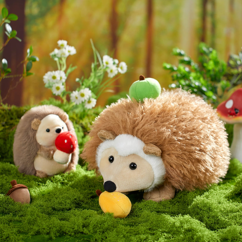 Soft Hedgehog Plush Toys for Kids 6Pcs Woodland Stuffed Animals Bulk - Large Stuffed Hedgehog with Baby & 4 Fruits Plushies Party Favors Ornaments Gifts Christmas Valentine's Day