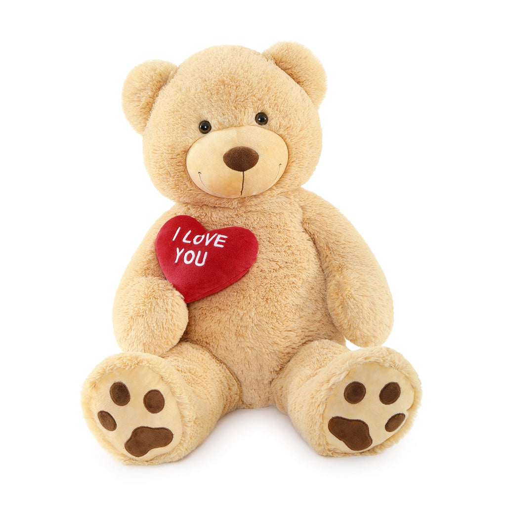 Giant Teddy Bear Plush Toy, Brown/Beige/Pink, 35.4/51/72 Inches