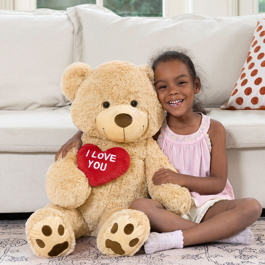Giant Teddy Bear Plush Toy, Brown/Beige/Pink, 35.4/51/72 Inches
