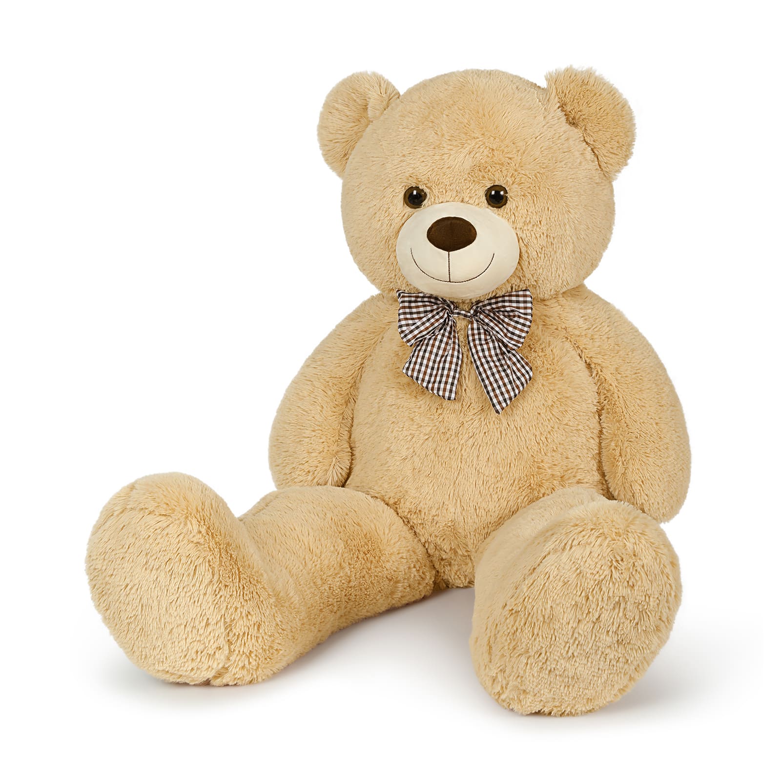 Large brown teddy bear stuffed animal made with premium plush fabric, designed for hugging, sleeping comfort, and gifting on special occasions like Christmas and anniversaries