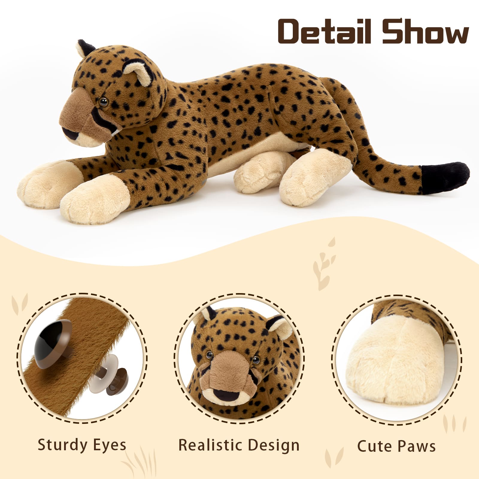 Giant Cheetah Stuffed Animals - Jungle Safari Plush Toys, 53.15 Inches - Jumbo Stuffed Cheetah Toys for Girls Boys - Jungle Safari Plush Toys - Free Shipping Now