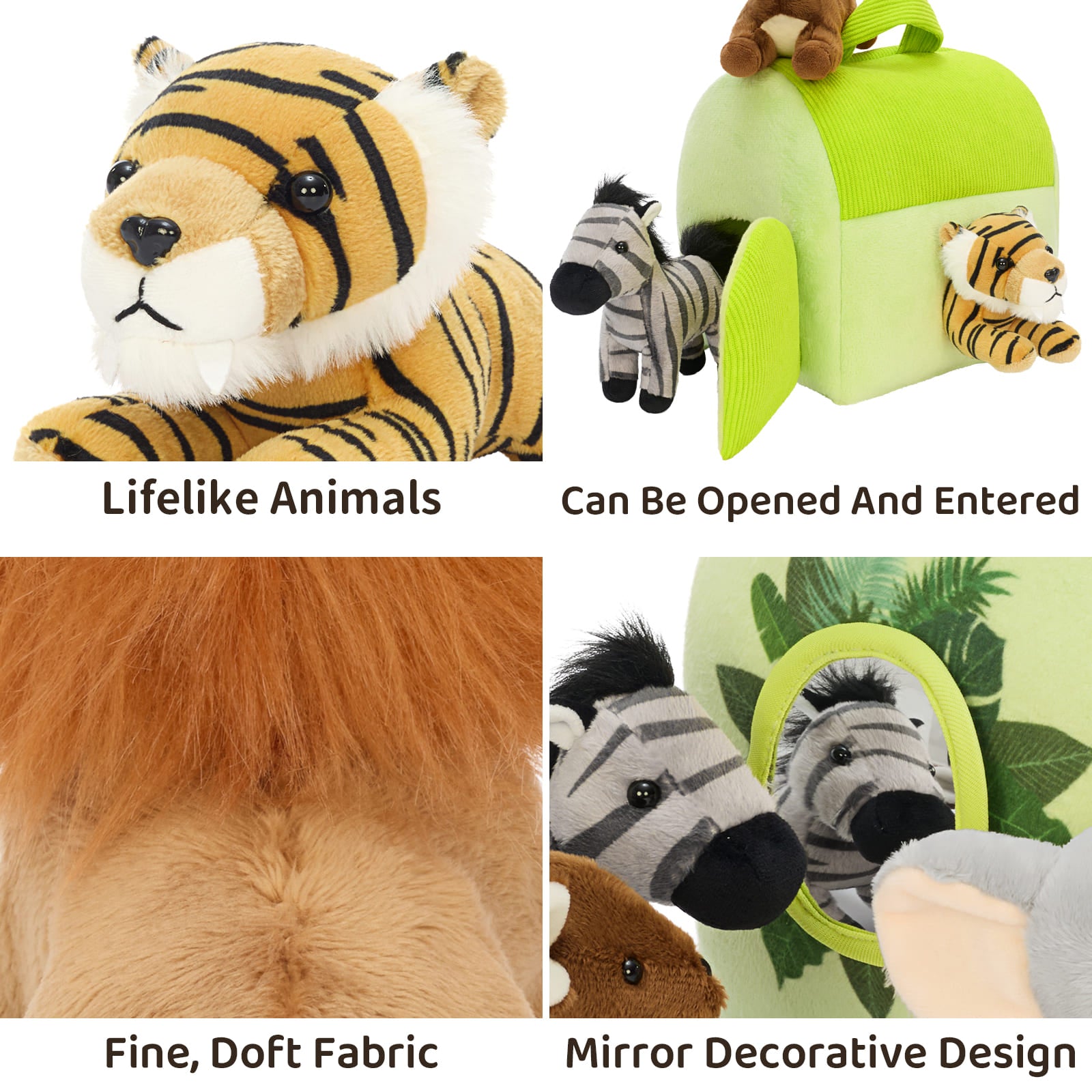 Safari Zoo Animal Plush Playhouse Set for Kids