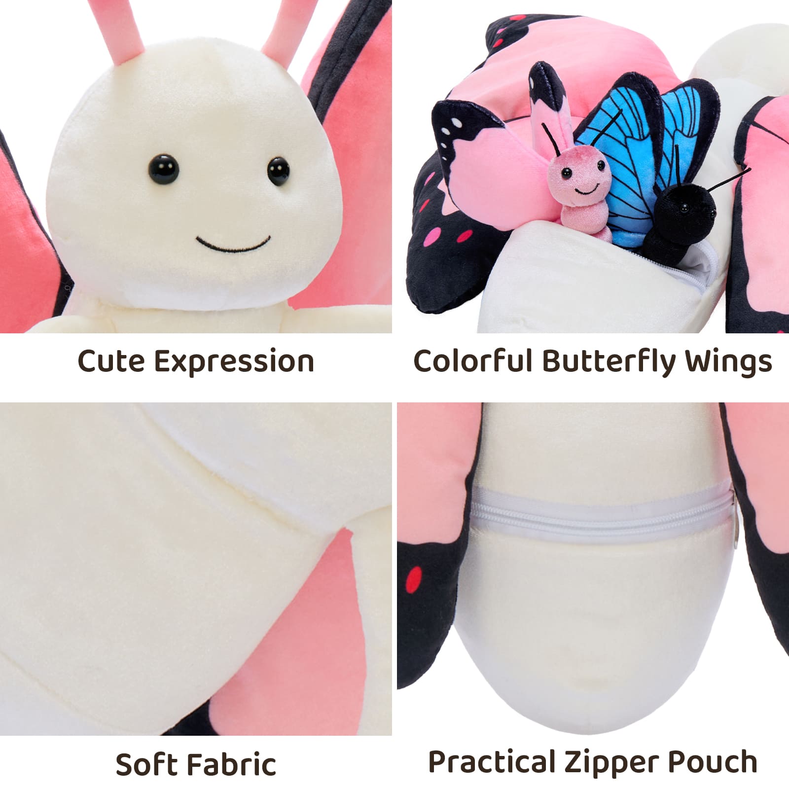Cute Butterfly Plush Toy – Soft Stuffed Animal with Big Colorful Wings
