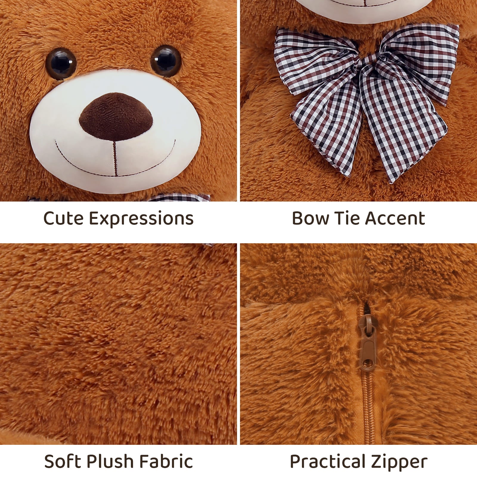 Giant Teddy Bear Plush Toy, Dark Brown, 47/55/59 Inches