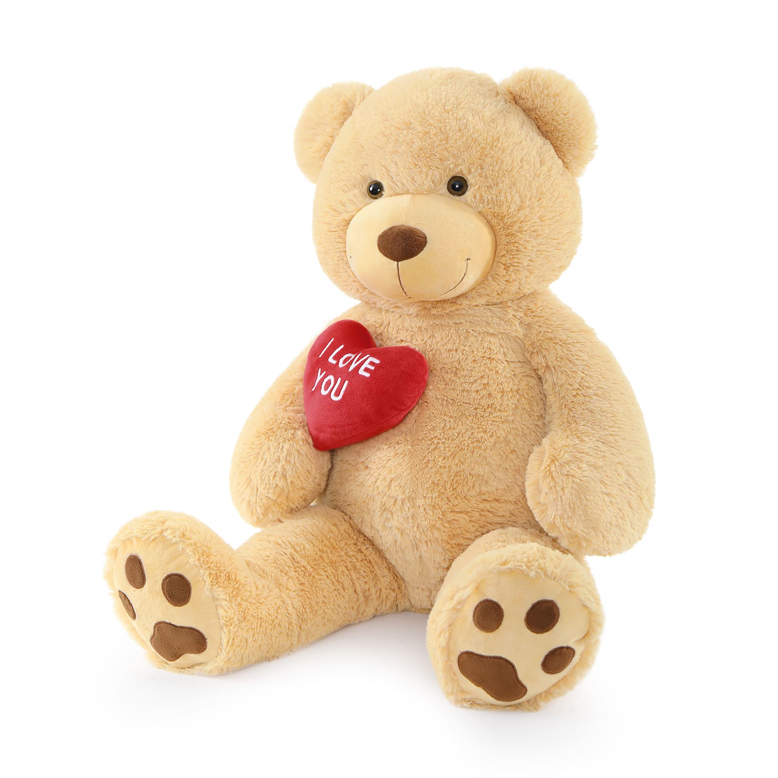 Giant Teddy Bear Plush Toy, Brown/Beige/Pink, 35.4/51/72 Inches