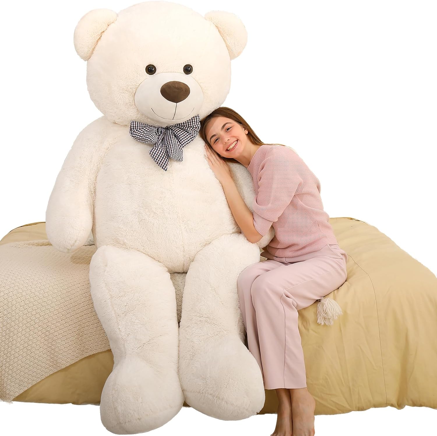 Giant 180 CM Beige Teddy Bear Plush Toys - 6 Feet Teddy Bear Stuffed Animals - Teddy Bear Plushies - Valentine's Day Gift for Girlfriend/Boyfriend - Romantic Confession/Propose Marriage Gift Ideas - Anniversary Gift for Wife/Husband - Teddy Bear Theme Baby Shower - MorisMos Stuffed Animals