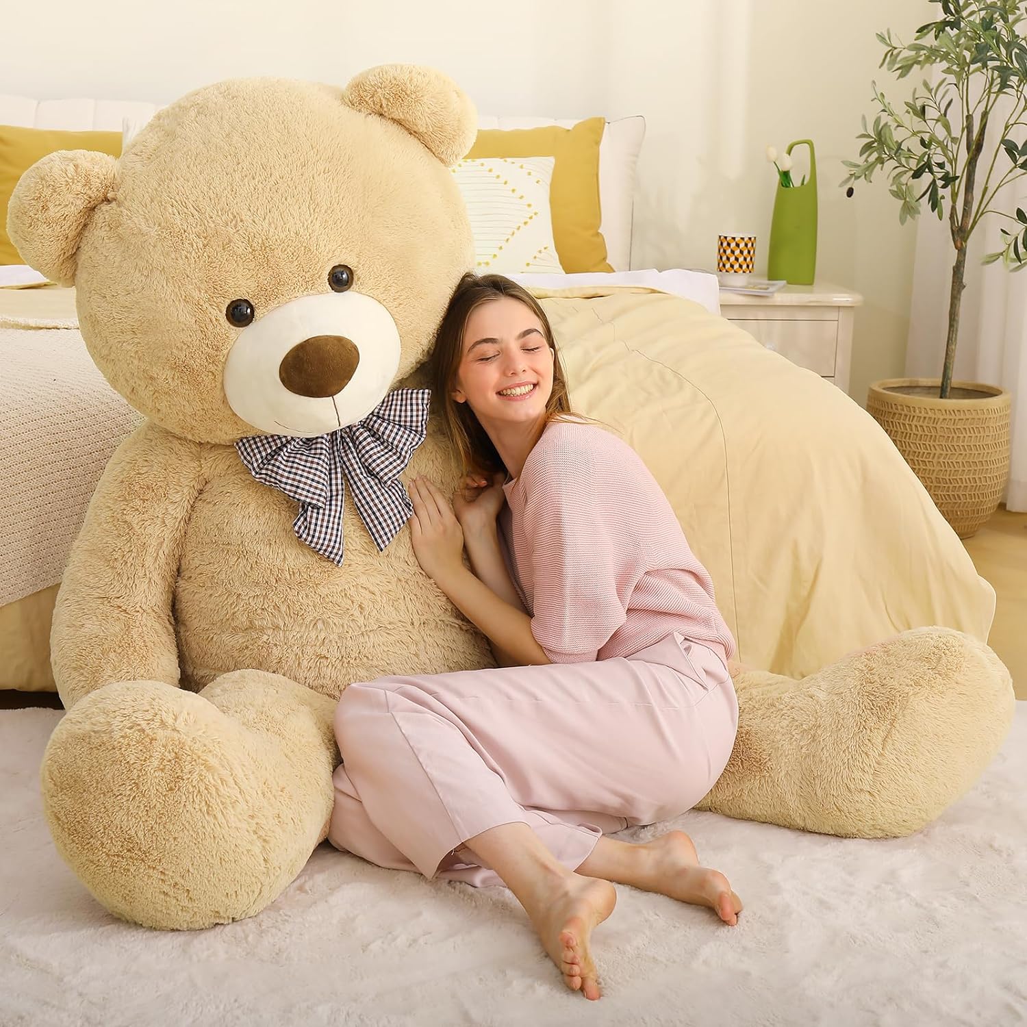 Giant 180 CM Brown Teddy Bear Plush Toys - 6 Feet Teddy Bear Stuffed Animals - Teddy Bear Plushies - Valentine's Day Gift for Girlfriend/Boyfriend - Romantic Confession/Propose Marriage Gift Ideas - Anniversary Gift for Wife/Husband - Teddy Bear Theme Baby Shower - MorisMos Stuffed Animals