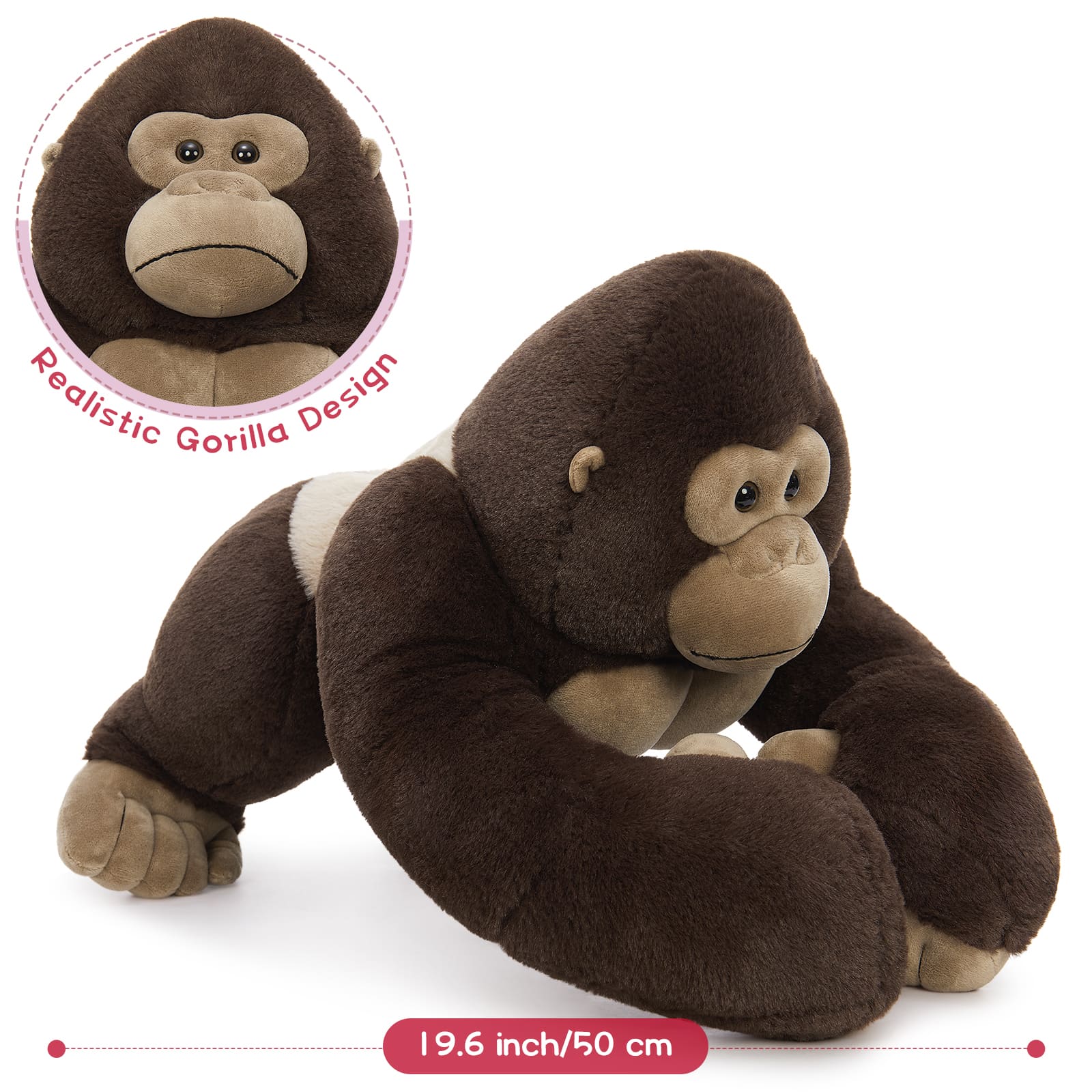 Realistic Gorilla Stuffed Animals - Lifelike Chimpanzees Plush Toys -  Orangutan Stuffed Animals with Babies in the Belly - Three Gorilla Stuffed Animal Babies with Their Mom - Jungle/Safari/Forest Stuffed Animals - Zoo Souvenirs - Free Shipping