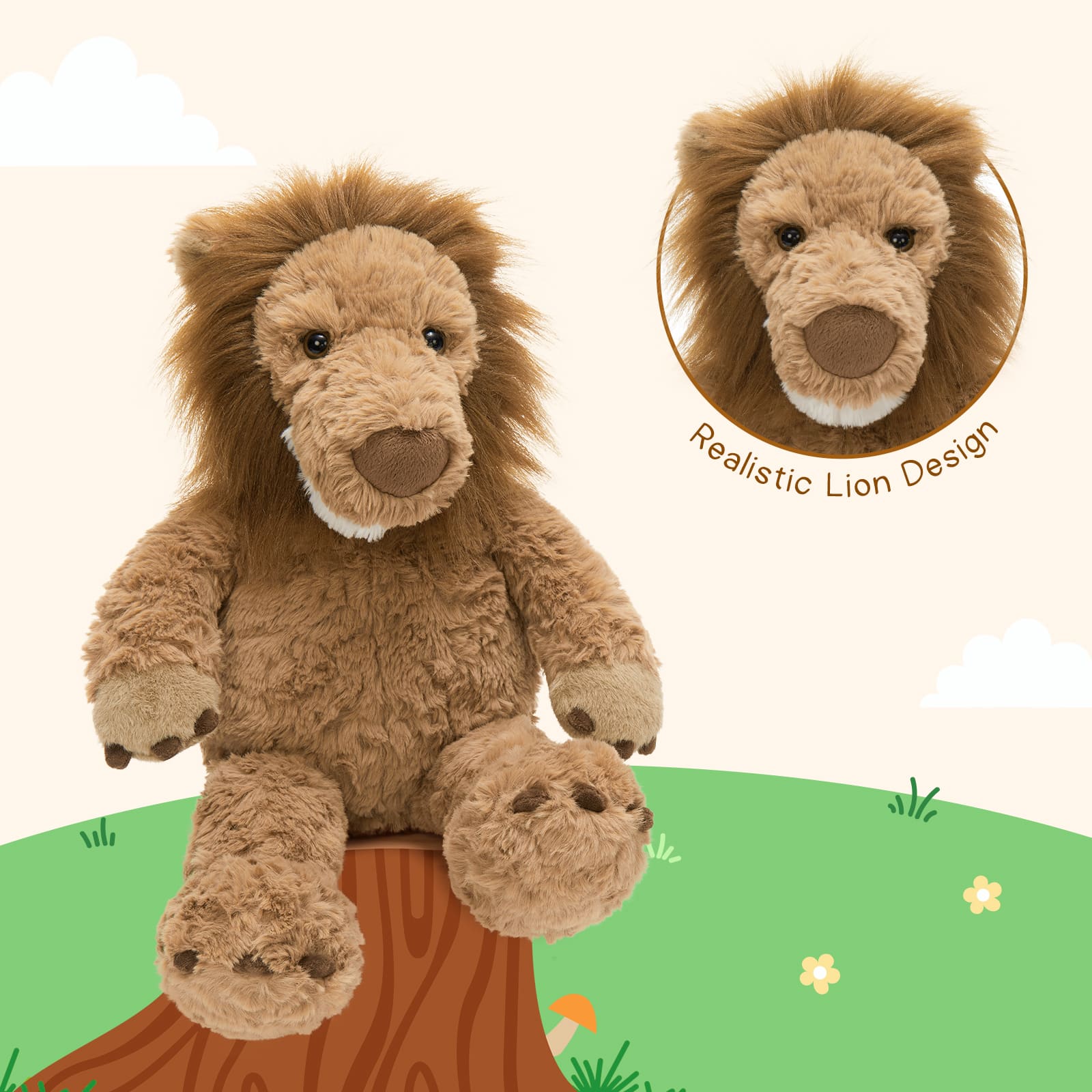 Lifelike Lion Plush Toys - Jungle Stuffed Animals - Safari Party Favors - Jungle Safari Theme Party Decor - Forest Stuffed Animals for Children