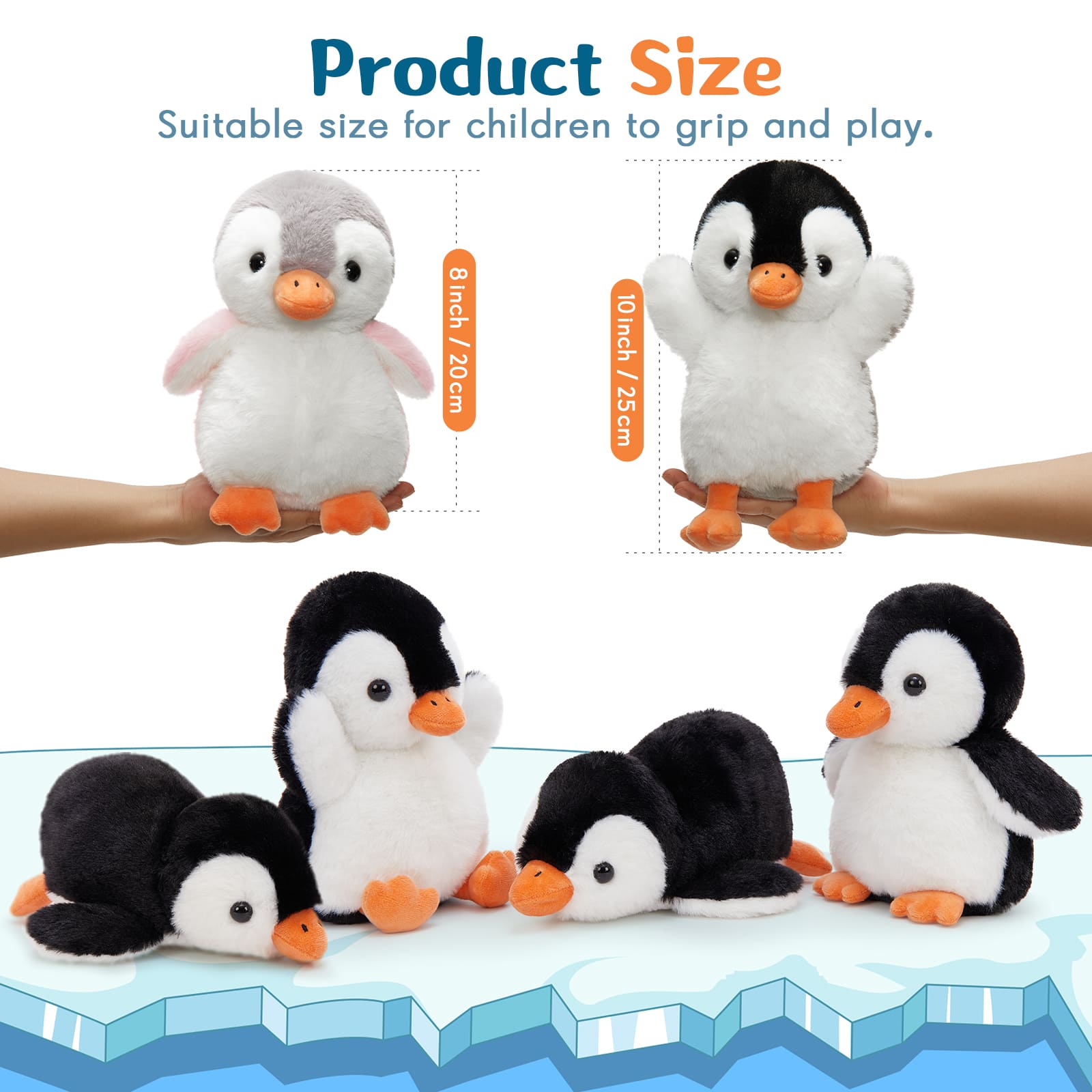 Mini Penguin Stuffed Animals - 8 Inches Penguin Stuffies - Kawaii Penguin Babies - DIY Keychains or Bag Charms - Sentimental Gifts Party Favors