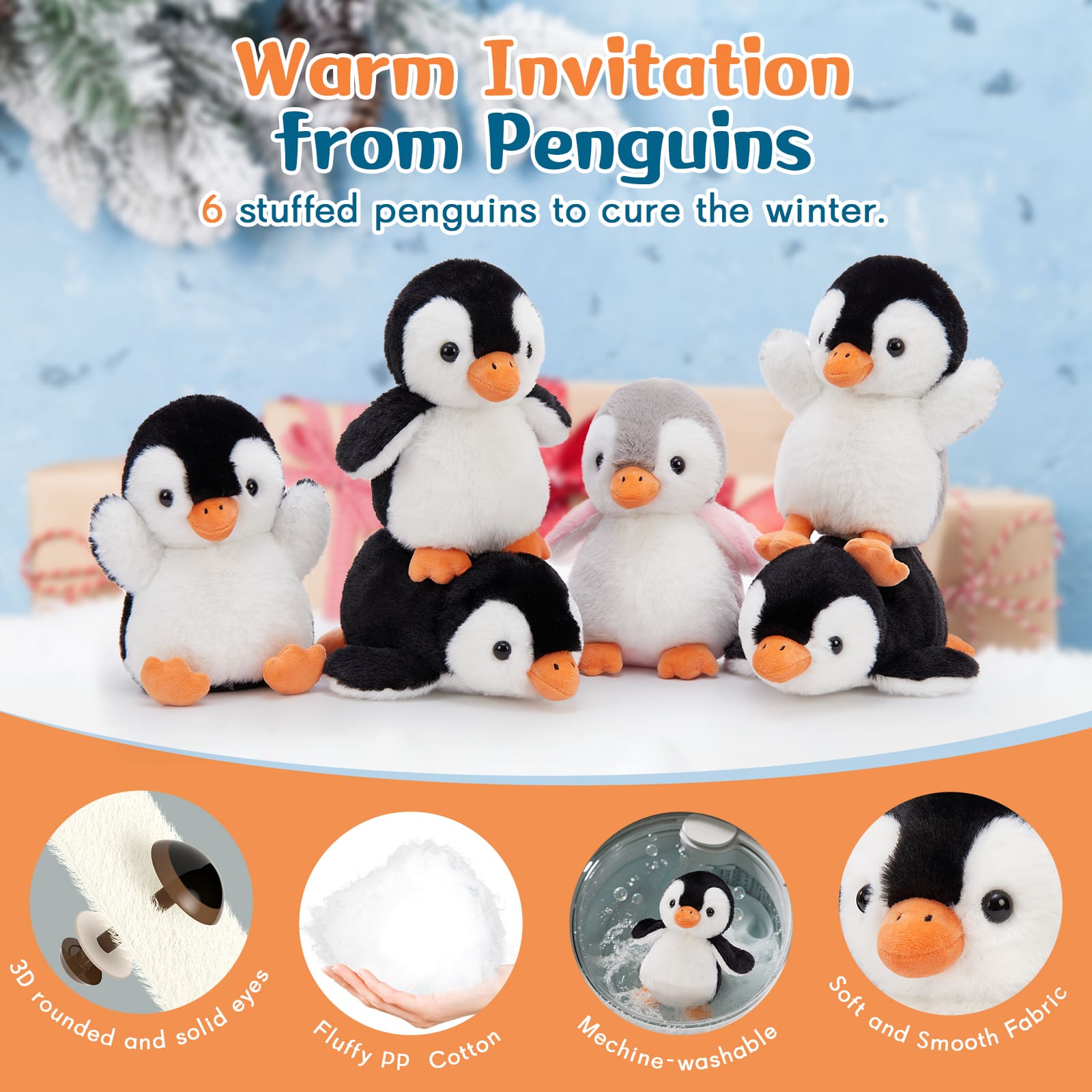 Mini Penguin Stuffed Animals - 8 Inches Penguin Stuffies - Kawaii Penguin Babies - DIY Keychains or Bag Charms - Sentimental Gifts Party Favors