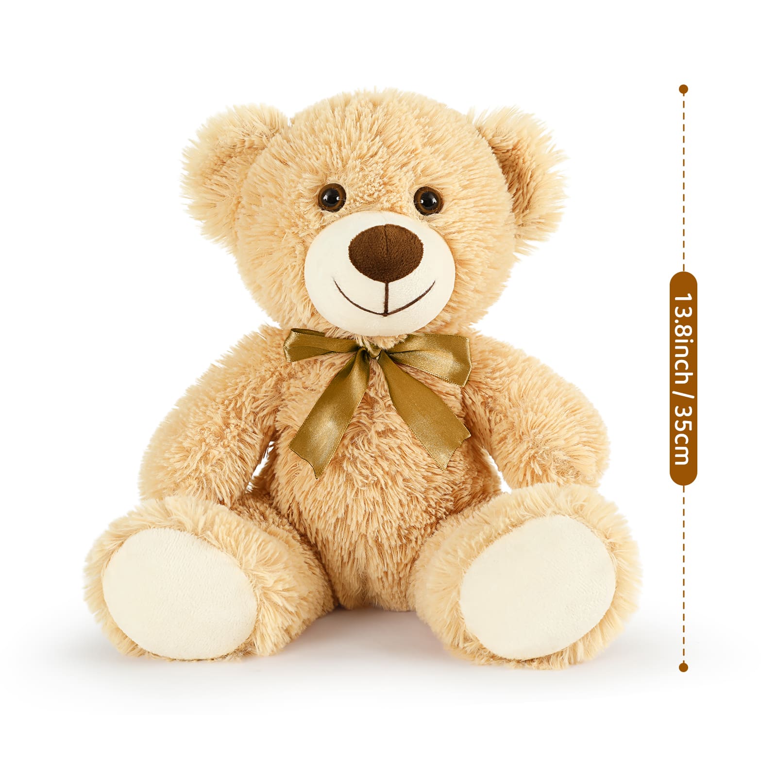Small Teddy Bear Plush Toys, Light Brown, 13.8 Inches