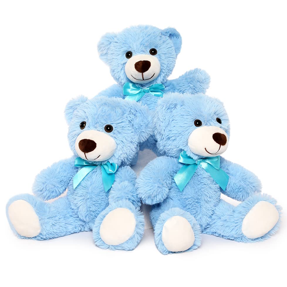 Bulk Blue Small Teddy Bears – Mini Plush Party Favors & Baby Shower Gifts