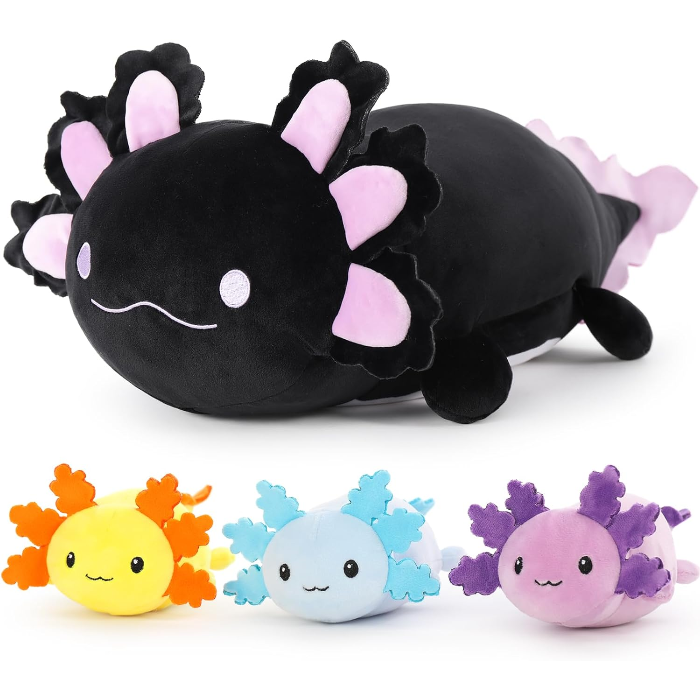 Axolotl Plush Toys - 4 Pcs Axolotl Stuffed Animals Bulk - Cute Salamander 24 Inches Plush Dolls - Stuffed Animal Salamander Babies with Their Mom - Axolotl Cushion Pillow Soft Toys - Gifts for Boys Girls