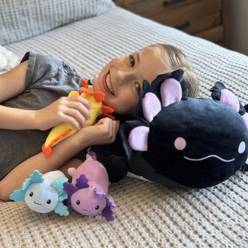 Axolotl Plush Toys - 4 Pcs Axolotl Stuffed Animals Bulk - Cute Salamander 24 Inches Plush Dolls - Stuffed Animal Salamander Babies with Their Mom - Axolotl Cushion Pillow Soft Toys - Gifts for Boys Girls