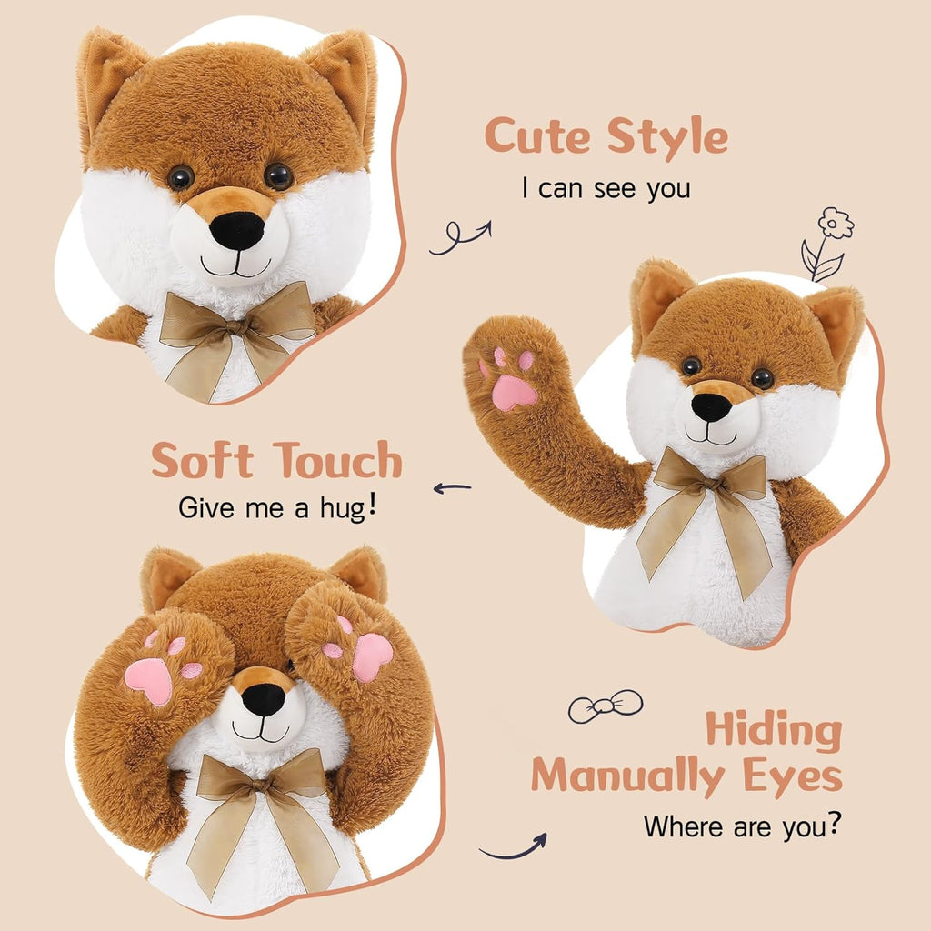 Fox Plush Toys - Fox Stuffed Animals 24 Inches - Jungle/Safari Stuffed Animals - Hide and Seek Play Toys - Cute Cartoon Plush Pillows for Kids - Christmas/Birthday/Baby Shower/Valentine's Day/Thanksgiving Gift For Teens Kids Adults