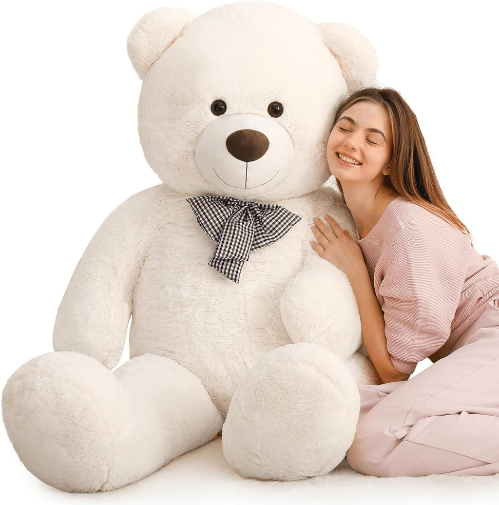 Huge 5 ft Beige Teddy Bear Plush Toys - White Teddy Bear Stuffed Animals - Massive Valentine's Day Teddy Bears&Gifts - Soft Cuddly Smiling Face Big Teddy Bear Plush Gift for Girlfriend/Boyfriend - Teddy Bear Plush Dolls for Birthday/Baby Shower/Christmas