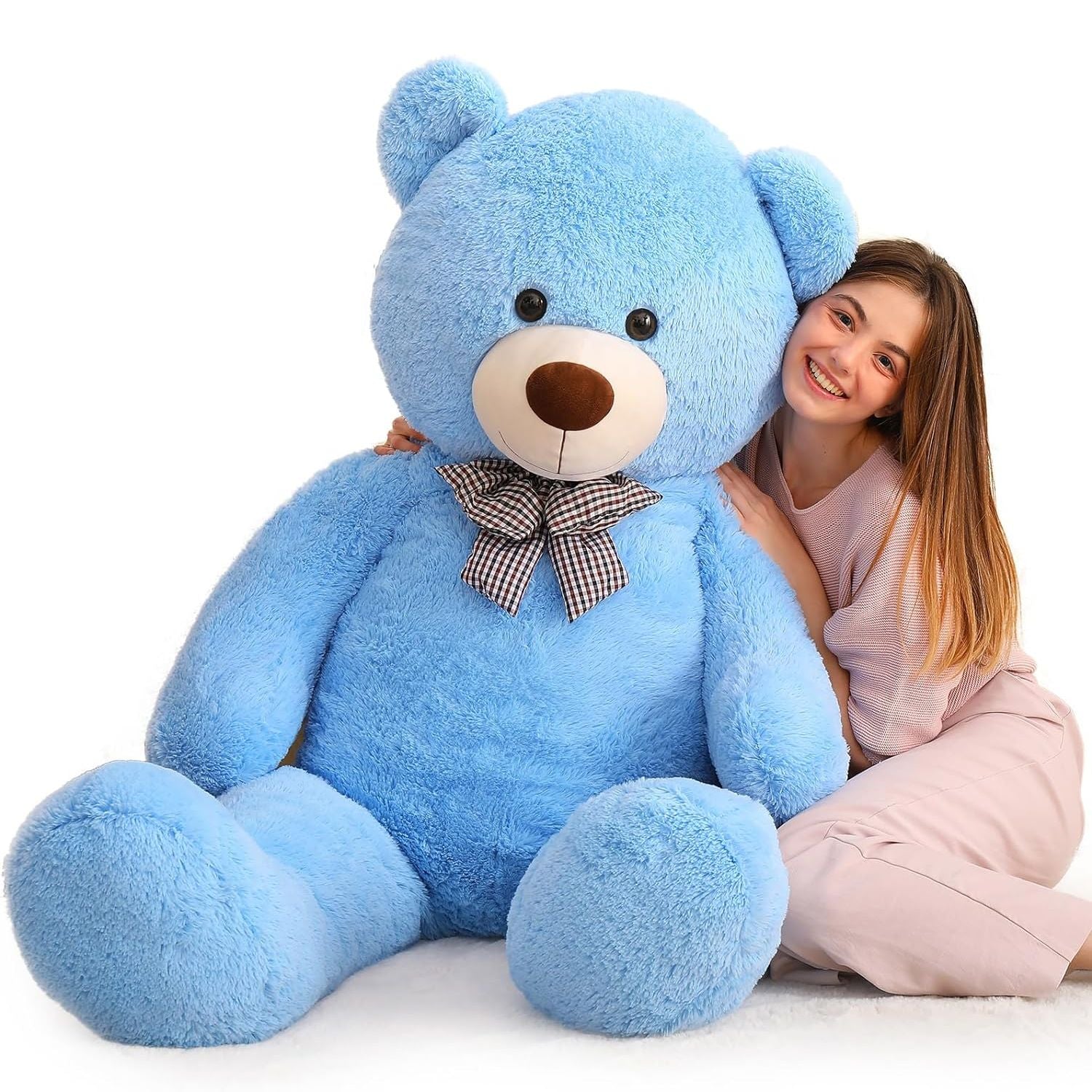 Huge Blue Teddy Bear Plush Toys - Blue Teddy Bear Stuffed Animals - Massive Valentine's Day Teddy Bears&Gifts - Soft Cuddly Smiling Face Big Teddy Bear Plush Gift for Girlfriend/Boyfriend - Teddy Bear Plush Dolls for Birthday/Baby Shower/Christmas