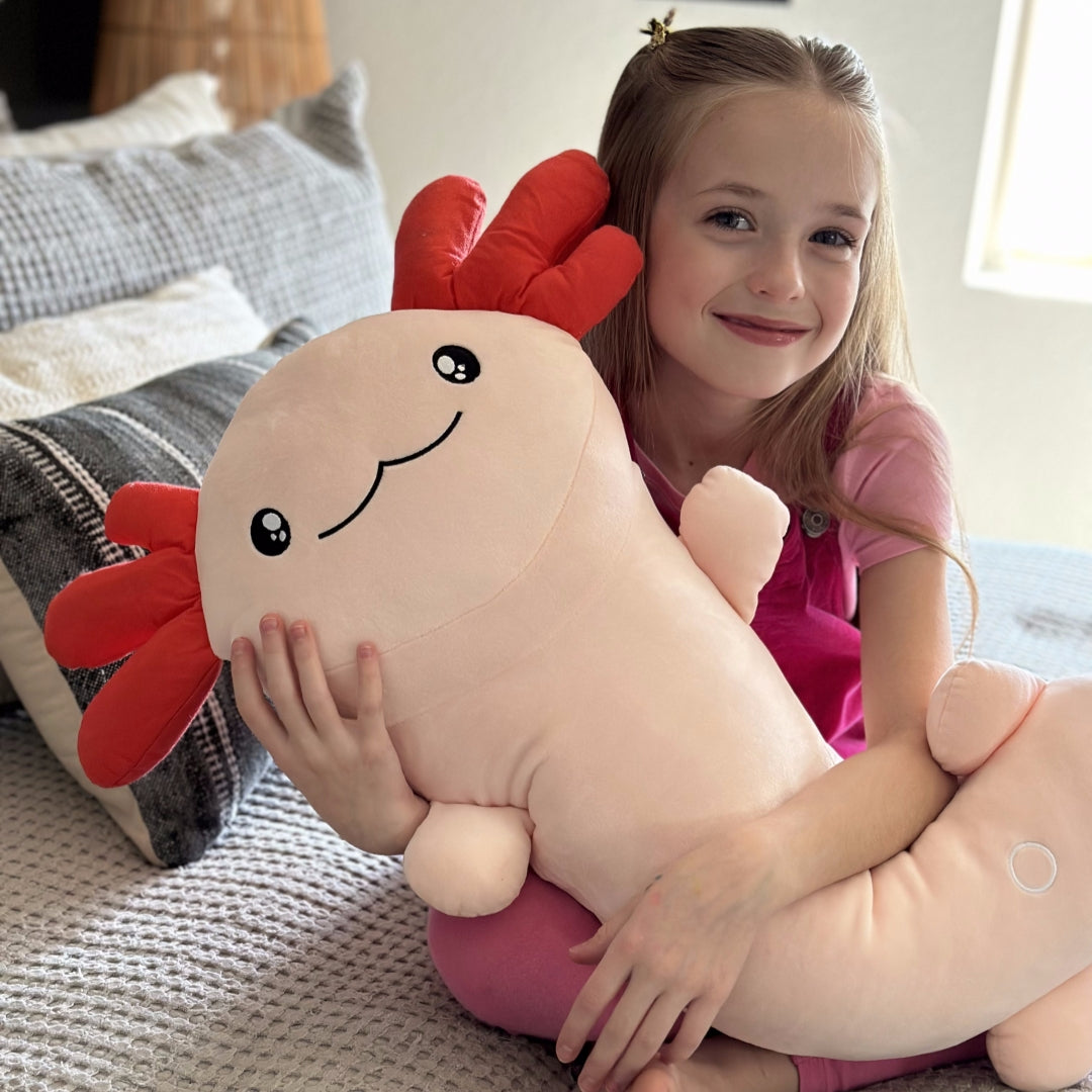 Giant Cozy Axolotl Long Throw Pillow, 48 Inches
