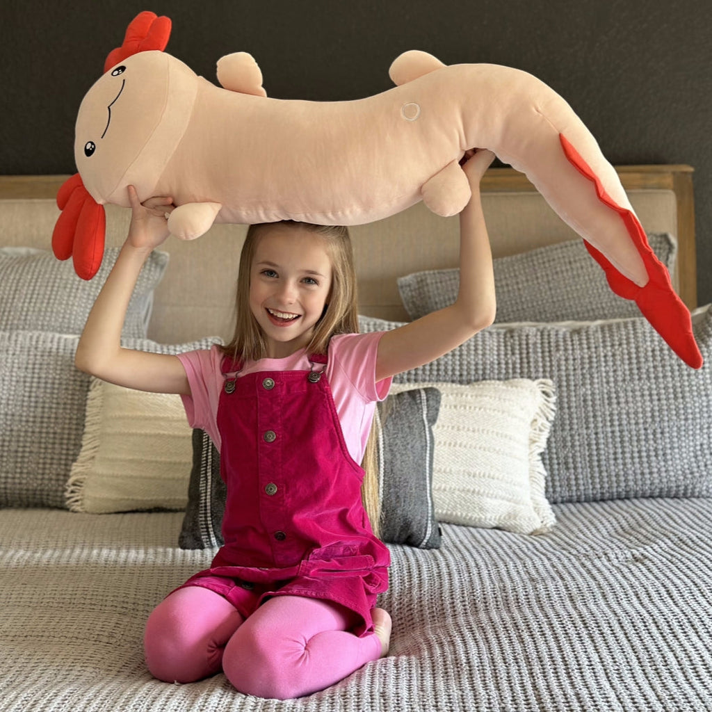 Giant Cozy Axolotl Long Throw Pillow, 48 Inches