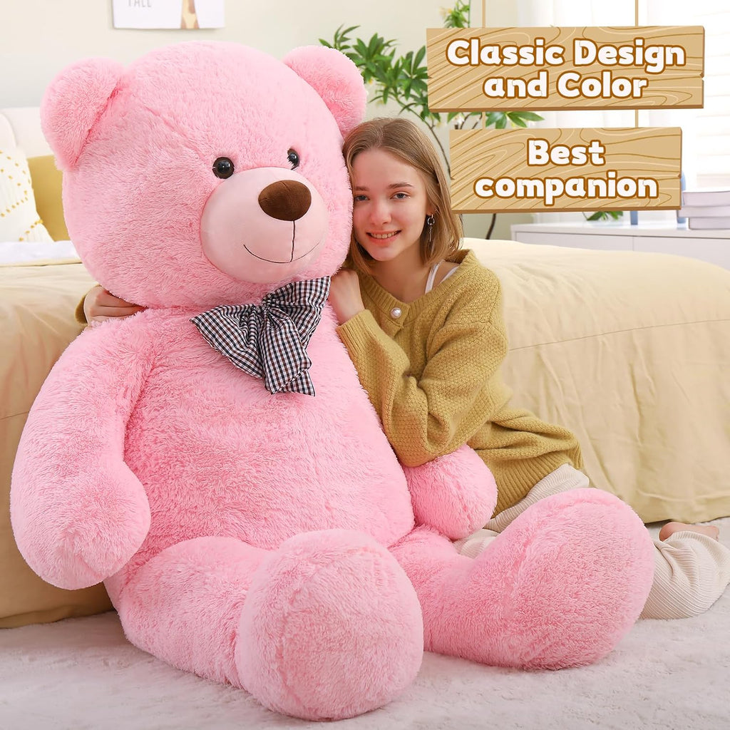 Huge Pink Teddy Bear Plush Toys - Pink Teddy Bear Stuffed Animals - Massive Valentine's Day Teddy Bears&Gifts - Soft Cuddly Smiling Face Big Teddy Bear Plush Gift for Girlfriend/Boyfriend - Teddy Bear Plush Dolls for Birthday/Baby Shower/Christmas