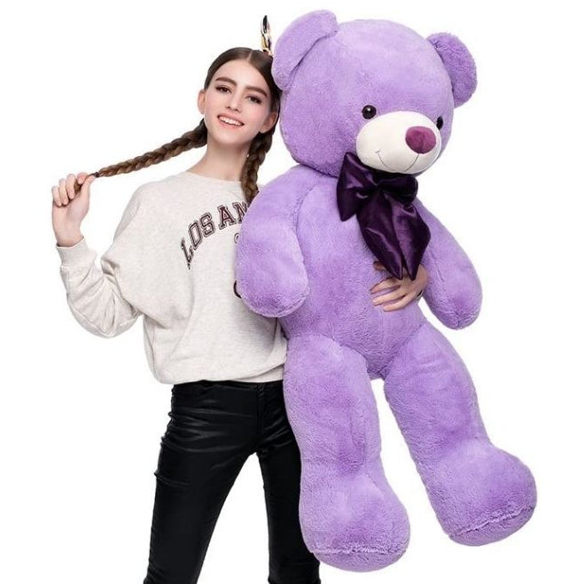 Teddy Bear Stuffed Animal - Plush Giant Teddy Bears with Bows - Big Purple Bear 47-inch - Massive 4 Feet Teddy Bear Plush Dolls - We Can Bearly Wait - Teddy Bear Themed Baby Shower - Gender Reveal Party Decorations - Valentine's Day Teddy Bear & Gift for Girlfriend/Boyfriend - MorisMos Stuffed Animals