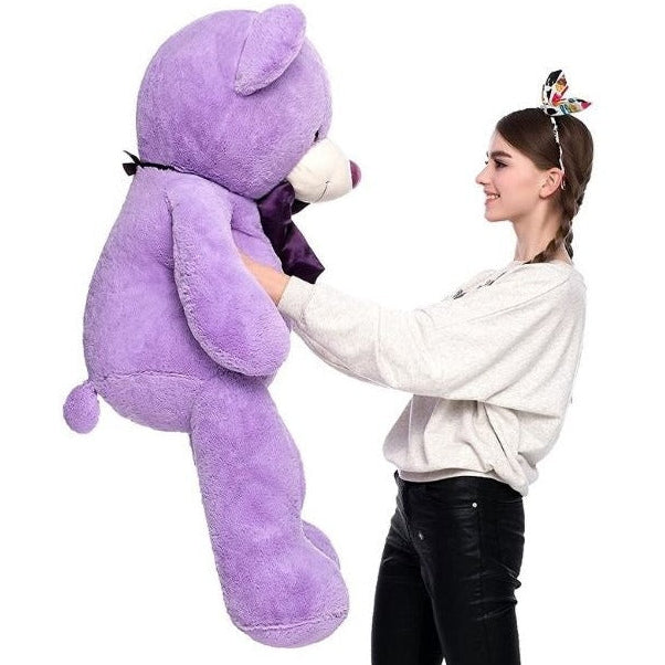Teddy Bear Stuffed Animal - Plush Giant Teddy Bears with Bows - Big Purple Bear 47-inch - Massive 4 Feet Teddy Bear Plush Dolls - We Can Bearly Wait - Teddy Bear Themed Baby Shower - Gender Reveal Party Decorations - Valentine's Day Teddy Bear & Gift for Girlfriend/Boyfriend - MorisMos Stuffed Animals