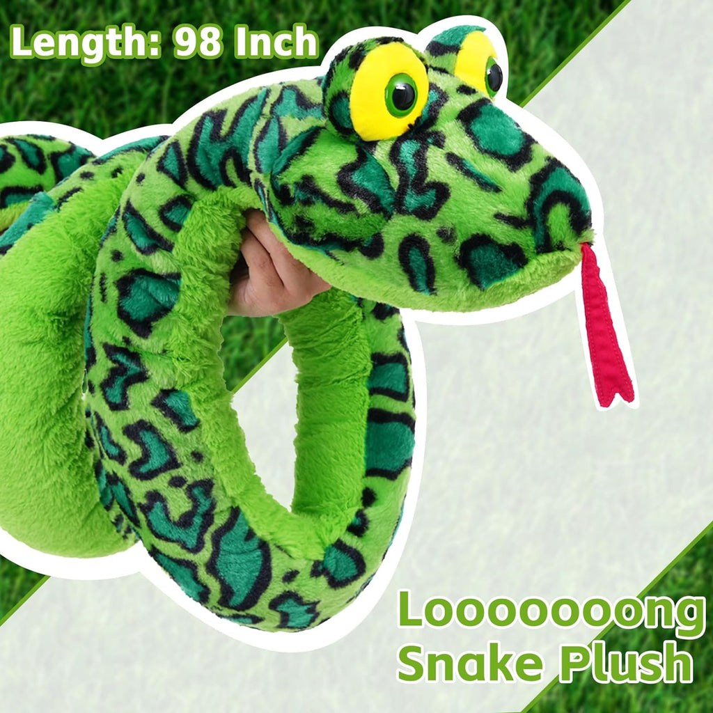 Realistic Snake Stuffed Animals - 98 Inches Long Boa Plush Toys - Lifelike Snake Plushies - Giant Boa Soft Toys - Chinese Year of the Snake - Christmas/Birthday/Halloween/New Year Gift Ideas - MorisMos Stuffed Animals