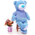 Big Teddy Bear Stuffed Animals - 3 FT Blue Stuffed Teddy Bear in a blue and white striped T-shirt - Valentine's Day Gift for Girlfriend/Boyfriend - Fluffly Cuddly Plushy Fluffy Toy - Cute Teddy Bear Plush Pillows for Kids - Christmas/Birthday Gift for Children/Teens/Adults - Romantic Anniversary Gift for Wife/Husband - Birthday Gift for Friends - Teddy Bear Theme Baby Shower