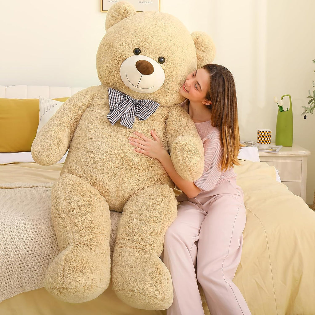 Giant Teddy Bear Plush Toys - Valentine's Day Stuffed Teddy Bear - Valentine's Day Gift for Kids/Girlfriend/Boyfriend - Anniversary Gift for Wife/Husband - Light Brown 5 Feet Teddy Bear Plush - Baby Shower Gift Ideas - Cute Teddy Bear Plush Dolls
