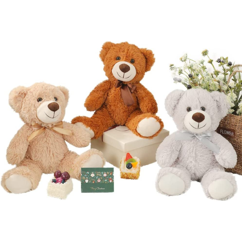 3-Pack Teddy Bear Stuffed Animals Bulk -  Teddy Bear Plush Toys 13.8 Inches - Cute Teddy Bear Centerpiece Decorations - Christmas/Birthday/Thanksgiving/Baby Shower Gift Ideas - Teddy Bear Theme Baby Shower Decoration Ornaments