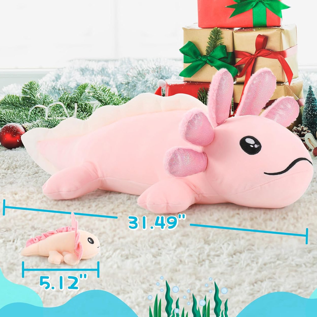 Have a look at this eye-catching set of axolotl plush toys. Guess what? It was a neat surprise! Unzip the plushie at the bottom to find three amazingly adorable mini baby axolotls. This makes it an awesome gift for anyone who loves axolotls or is just a big fan of stuffed toys.