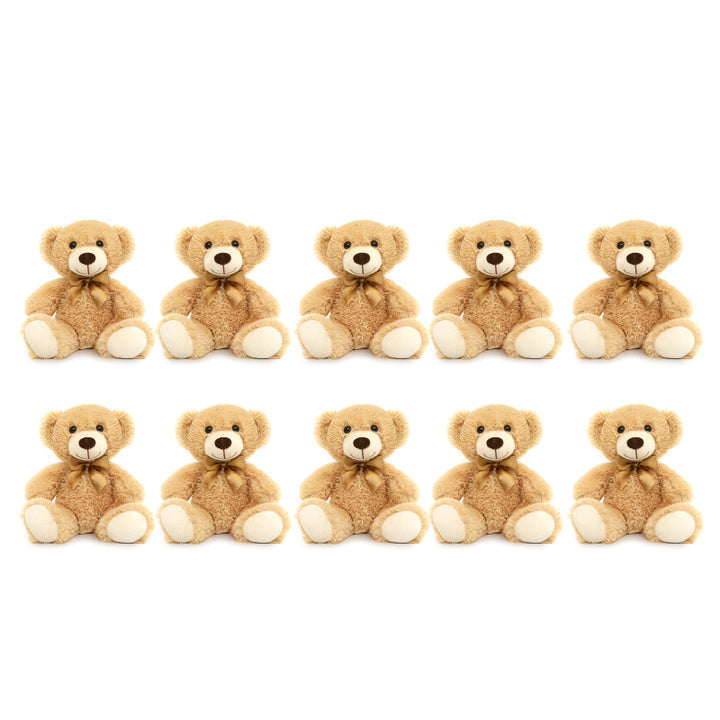 10 Pcs Teddy Bear Stuffed Animals Bulk - Small Teddy Bear Plush Toys - Light Brown 14 Inches Teddy Bear Plush Dolls - Cute Fuzzy Bears for Baby Shower/Wedding/Birthday/Valentine's Day - Teddy Bear Theme Baby Shower Centerpieces