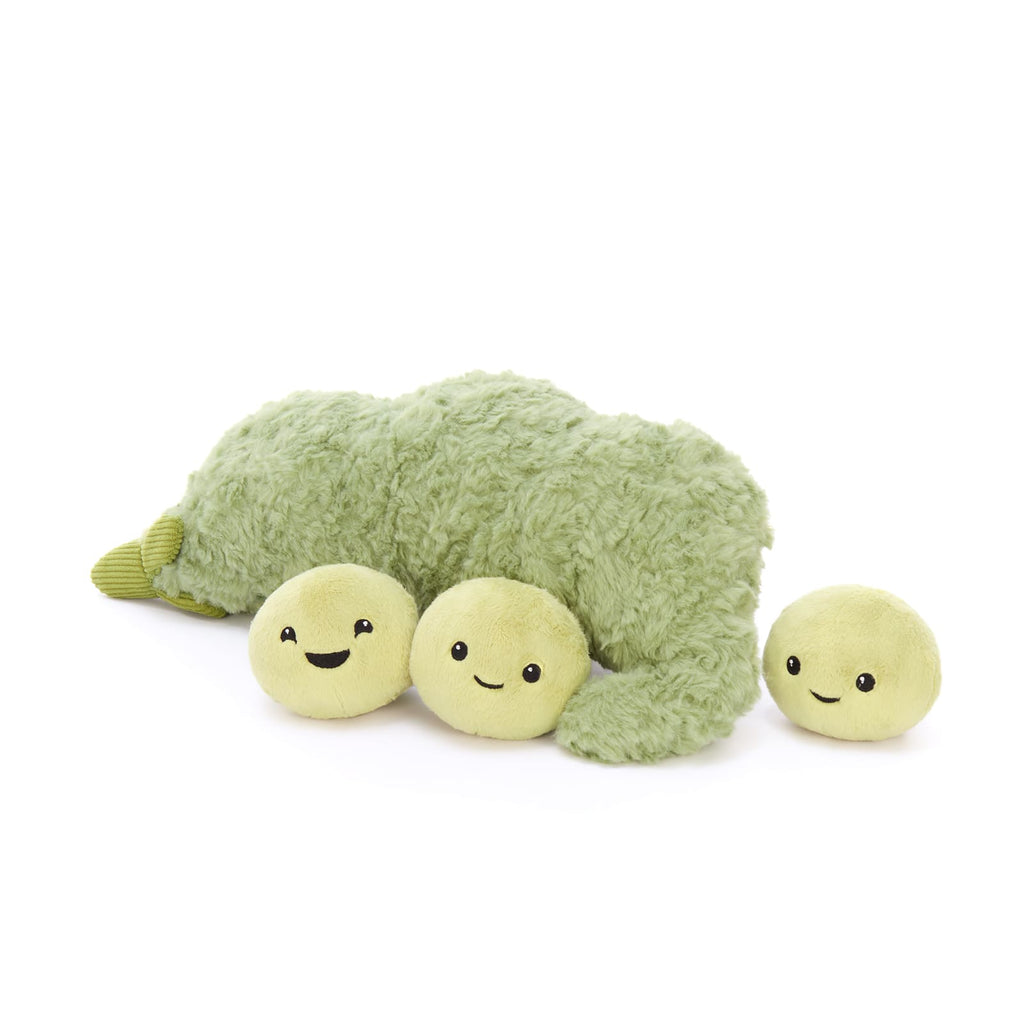 15.7 Inch Lifelike Pea Pod Plush Toy with 3 Removable Beans