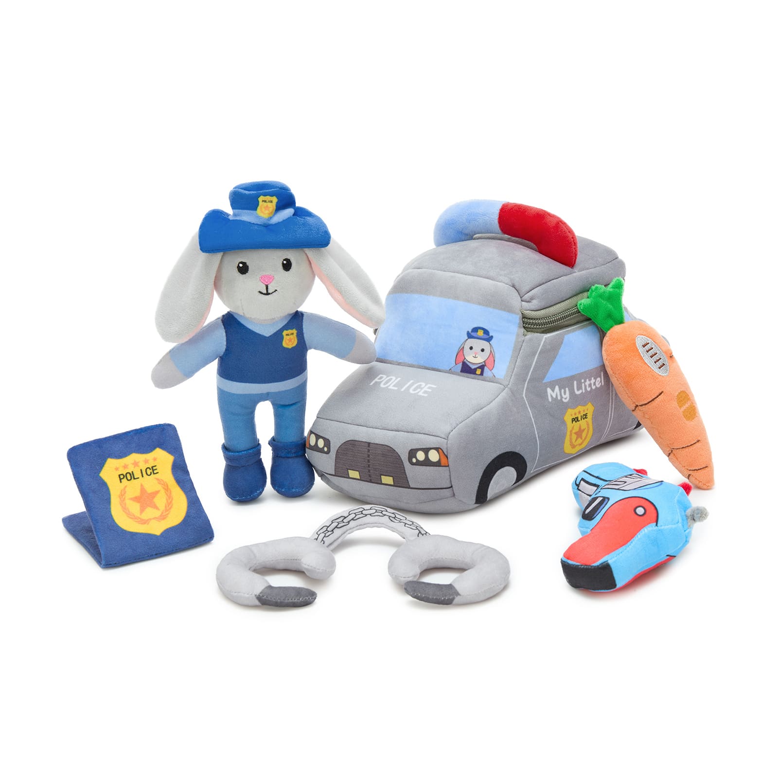 Plush Police Bunny Playset with Police Car Carrying Bag