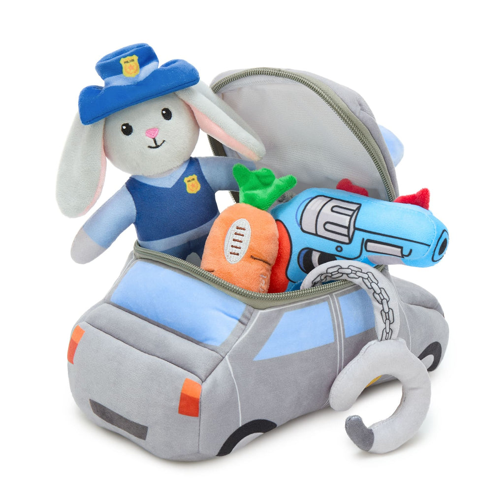 Plush Police Bunny Playset with Police Car Carrying Bag