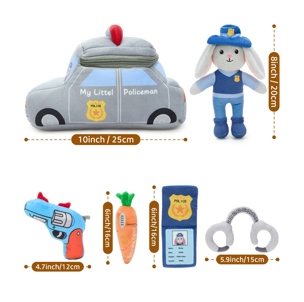 Plush Police Bunny Playset with Police Car Carrying Bag