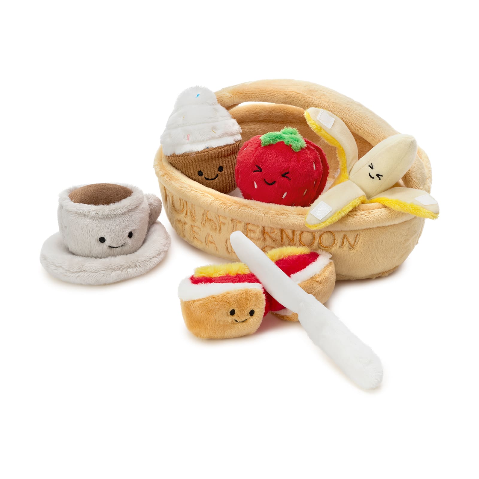 7pcs Tea Party Plush Set Cutting Pretend Play Food Sets Toys for Kids
