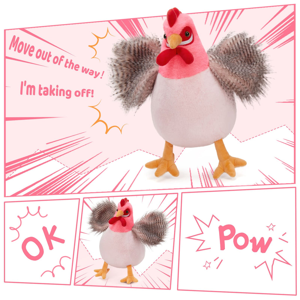 Lifelike Big Rooster Chicken, Three Mini Chicks, Three Chicken Eggs, and a Chicken Coop Plush Toy Set - Farm Chicken Stuffed Animals Set for Children - Stuffed Animals with Babies in the Belly - Stuffed Animal Babies with Their Mom - Realistic Chicken Plush Dolls for Kids Teens Adults